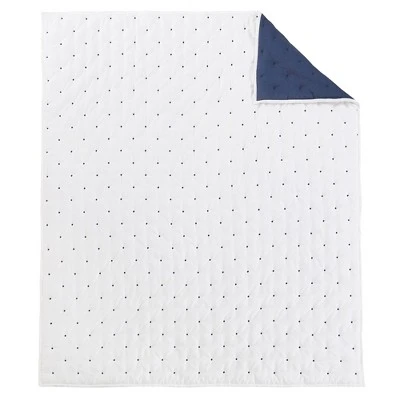 Embroidered Swiss Dot White And Navy Quilted Throw - Levtex Home 4 Embroidered Swiss Dot White And Navy Quilted Throw - Levtex Home - Image 4