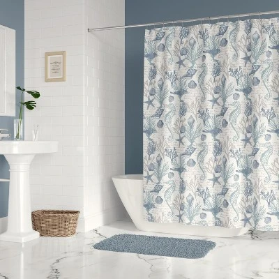 Galapagos Lined Shower Curtain With Grommets - Levtex Home 1 Galapagos Lined Shower Curtain With Grommets - Levtex Home