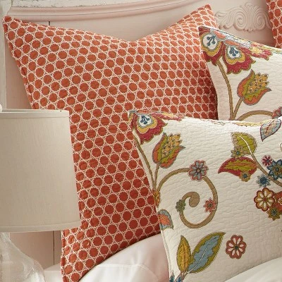 Clementine Trellis Quilted Euro Sham - 2pk - Levtex Home 1 Clementine Trellis Quilted Euro Sham - 2pk - Levtex Home