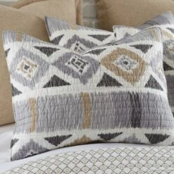 Santa Fe Standard Sham - Greys, Tan, And White - Levtex Home