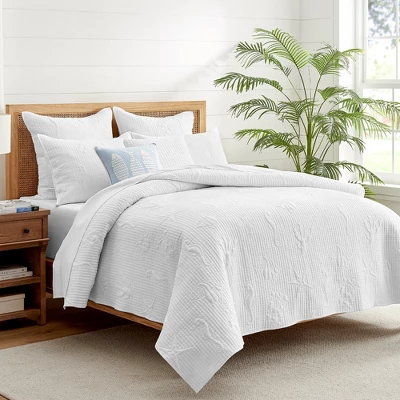 Cross Stitch Sea White Euro Sham Set Of 2 - Levtex Home 2 Cross Stitch Sea White Euro Sham Set Of 2 - Levtex Home - Image 2