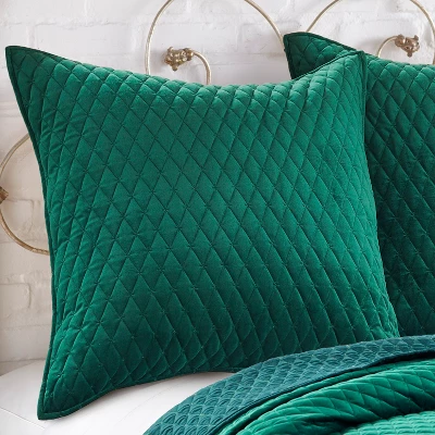 Velvet Emerald Green Euro Sham - Levtex Home 1 Velvet Emerald Green Euro Sham - Levtex Home