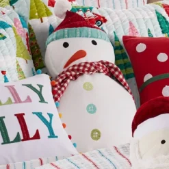 Merry & Bright Holly Jolly Snowman Pillow - By Levtex Home