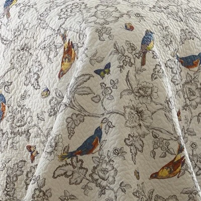 Mockingbird Toile Quilt And Pillow Sham Set - Levtex Home 2 Mockingbird Toile Quilt And Pillow Sham Set - Levtex Home - Image 2