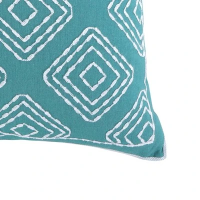 Del Ray Teal Crewel Stitch Decorative Pillow - Levtex Home 3 Del Ray Teal Crewel Stitch Decorative Pillow - Levtex Home - Image 3