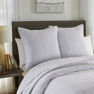 Tobago Stripe Blue Euro Sham Set - Two Euro Shams - Levtex Home 1 Tobago Stripe Blue Euro Sham Set - Two Euro Shams - Levtex Home