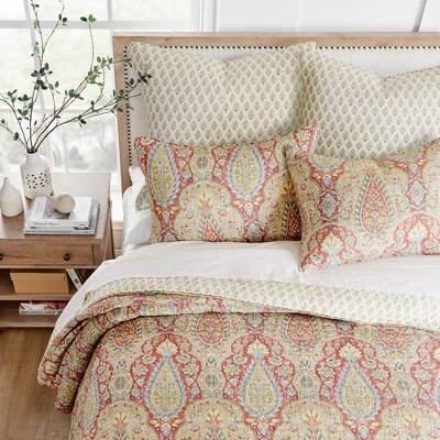 Emel Red Euro Sham Set Of 2 - Levtex Home 2 Emel Red Euro Sham Set Of 2 - Levtex Home - Image 2