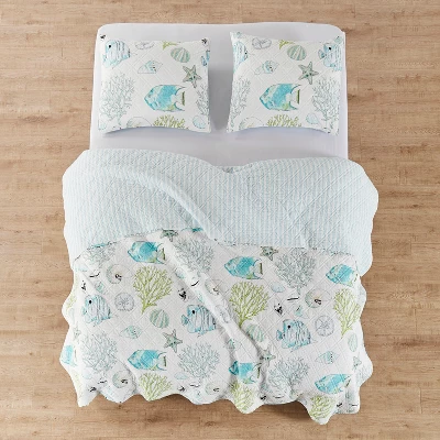 Biscayne Quilt Set - Teal, Green, Aqua - Levtex Home 2 Biscayne Quilt Set - Teal, Green, Aqua - Levtex Home - Image 2
