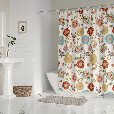 Ashbury Spring Floral Lined Shower Curtain With Grommets - Levtex Home 1 Ashbury Spring Floral Lined Shower Curtain With Grommets - Levtex Home