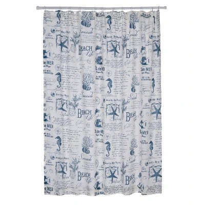 Beach Life Lined Shower Curtain With Grommets Navy - Levtex Home 2 Beach Life Lined Shower Curtain With Grommets Navy - Levtex Home - Image 2