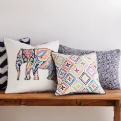 Magnolia Navy Batik Decorative Pillow - Levtex Home