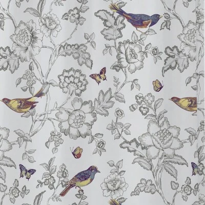 Mockingbird Toile Lined Shower Curtain With Grommets - Levtex Home 2 Mockingbird Toile Lined Shower Curtain With Grommets - Levtex Home - Image 2