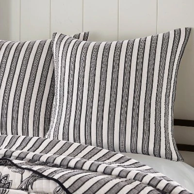 Tanzie Black Euro Sham Set Of 2 - Black & White - Levtex Home