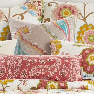 Ashbury Spring Embroidered Paisley Decorative Pillow - Levtex Home 1 Ashbury Spring Embroidered Paisley Decorative Pillow - Levtex Home