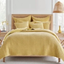 Mills Waffle Ochre Euro Sham Set Of 2- Levtex Home -Cozy Home Decor Shop GUEST 76bd820e 211c 4242 a3b7 2cb03db8066e