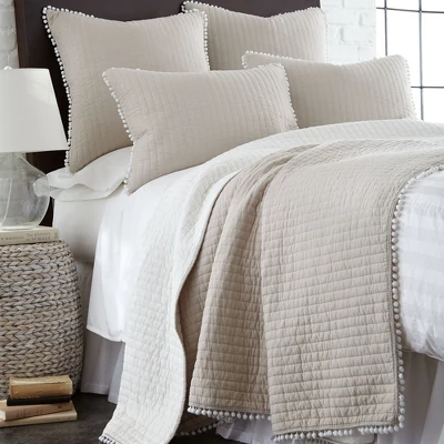 Pom Pom Taupe Euro Sham Single - Levtex Home 2 Pom Pom Taupe Euro Sham Single - Levtex Home - Image 2
