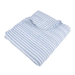 Martha Stripe Blue Quilted Throw - Levtex Home