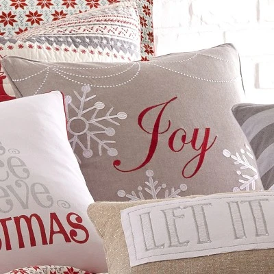 Silent Night Joy Decorative Pillow Gray - Levtex Home 1 Silent Night Joy Decorative Pillow Gray - Levtex Home