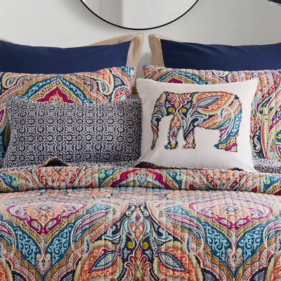 Magnolia Navy Batik Decorative Pillow - Levtex Home 2 Magnolia Navy Batik Decorative Pillow - Levtex Home - Image 2