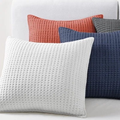 Mills Waffle Bright White Square Pillow - Levtex Home 1 Mills Waffle Bright White Square Pillow - Levtex Home