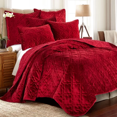 BH Caserta Velvet Red Sham - Levtex Home 2 BH Caserta Velvet Red Sham - Levtex Home - Image 2