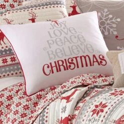 Silent Night Love Joy Peace Decorative Pillow Gray - Levtex Home