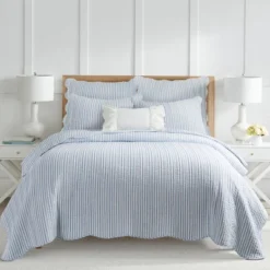 Martha Stripe Blue Euro Sham Set Of 2 - Levtex Home