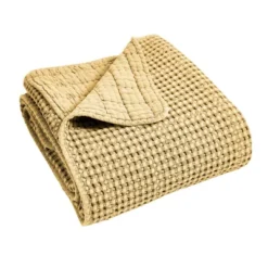 Mills Waffle Ochre Quilted Throw- Levtex Home -Cozy Home Decor Shop GUEST c771c1c6 c601 4f83 b22a a9c3b447938e