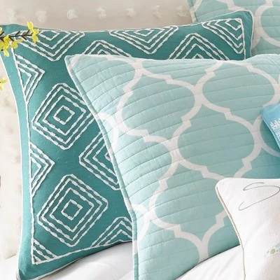 Del Ray Teal Crewel Stitch Decorative Pillow - Levtex Home 1 Del Ray Teal Crewel Stitch Decorative Pillow - Levtex Home