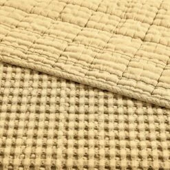Mills Waffle Ochre Quilted Throw- Levtex Home -Cozy Home Decor Shop GUEST e9a510b5 a7b9 4511 953e 0e0d12c17698