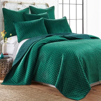Velvet Emerald Green Euro Sham - Levtex Home 2 Velvet Emerald Green Euro Sham - Levtex Home - Image 2