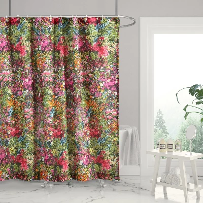 Basel Floral Lined Shower Curtain With Grommets - Levtex Home 1 Basel Floral Lined Shower Curtain With Grommets - Levtex Home